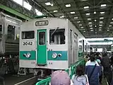 森之宮車両管理事務所に静態保存されている3042号車（2008年3月23日 なつかし車両まつりin森之宮にて）