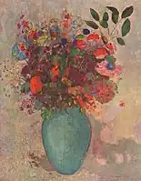オディロン・ルドン 『トルコ石色の花瓶の花』（1911年頃）