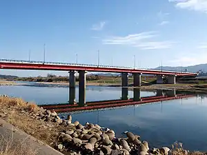 国道10号白滝橋付近（大分市中判田・中戸次）