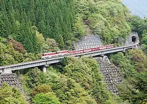 アプト式区間を通る井川線の列車(アプトいちしろ - 長島ダム間)