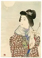 「追羽子」口絵、『文藝倶楽部』17巻2号(明治44年)掲載