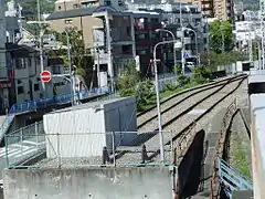 王子公園駅の側線(元は上筒井線の線路であった)