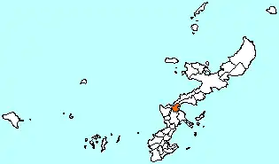 石川市、沖縄本島内位置図