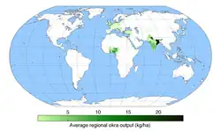 Worldwide okra production