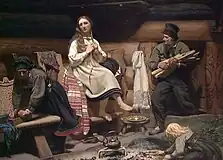 オラフ・イサクセン  老人のいる農家の室内（1869年）
