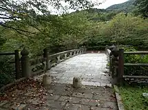 西山ダムに移設復元された江戸期架設の旧高麗橋(長崎市指定有形文化財)