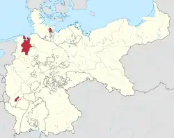 オルデンブルク伯領（1108年ー1774年）オルデンブルク公国（1774年ー1810年）オルデンブルク大公国（1815年ー1918年）の位置