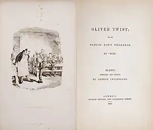 1838年発行の初版より口絵と表題紙イラストとデザインはジョージ・クルックシャンク。