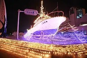 ライトアップされた御前崎丸