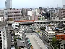大道陸橋撤去工事で通行止めになった国道210号(2011年4月)