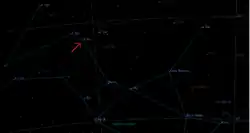 いて座ο星の位置（矢印）