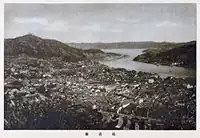 昭和5年（1930年）頃、千光寺山から東方向を望む。