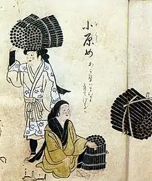 左側が大原女。『職人尽歌合』（しょくにんづくし うたあわせ）より