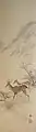 雌雄鹿ノ図 掛軸 1270×340