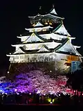 大阪城(大阪府)複数色のライトアップ