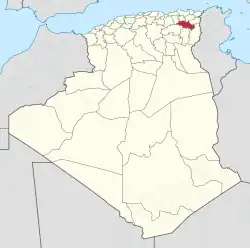 Map of Algeria highlighting Oum El Bouaghi