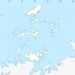 タイミル島の位置（ノルデンショルド群島内）