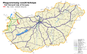 パーパ - チョルナ線の路線図