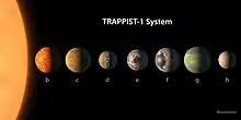 TRAPPIST-1系の7つの惑星の想像図