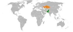 PakistanとKazakhstanの位置を示した地図