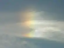 A parhelion in rainbow colors, photographed in 2005