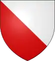 パーティ・パー・ベンドParty per bend, argent and gules