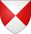 パーティ・パー・サルタイアーParty per saltire, argent and gules