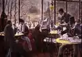 『カフェ・ヨスティで』（„Im Café Josty“, Paul Hoeniger, 1890）。ベルリンの文化人たちの溜り場であった