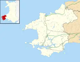 ラムジー島Ramsey Islandの位置(ペンブルックシャー内)