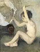 輪を持って遊ぶ子供