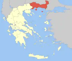 ギリシャにおける東マケドニア・トラキア地方の位置