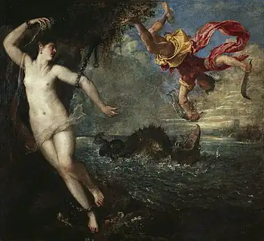 ティツィアーノ・ヴェチェッリオ『ペルセウスとアンドロメダ』1553-1559年ウォレス・コレクション所蔵