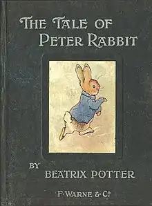 吉田新一が研究したビアトリクス・ポター著作の『ピーターラビットのおはなし』（1902年、初版本）。