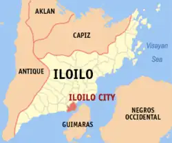 イロイロ州内のイロイロ市の位置の位置図