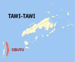 Map of タウイタウイ with Sibutu highlighted