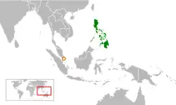 PhilippinesとSingaporeの位置を示した地図