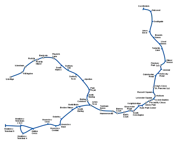 ピカデリー線の路線図