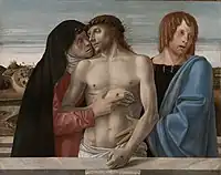 『ピエタ』ジョヴァンニ・ベリーニ1460板、テンペラ86 × 107 cmブレラ絵画館