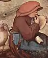 ピーテル・ブリューゲルの『農民の婚宴』（1568年頃）の抜粋。帽子から男児とわかる