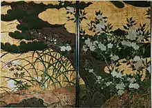 長谷川等伯『松に秋草図』（部分、智積院）