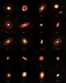 高角度分解能観測プロジェクト (DSHARP) によって捉えられた20個の原始惑星系円盤の画像。