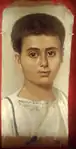 襟の銘文からエウテュケスという名前だと判明している少年のミイラ肖像画。メトロポリタン美術館所蔵。