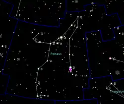 アルゴル（ペルセウス座β星）の位置