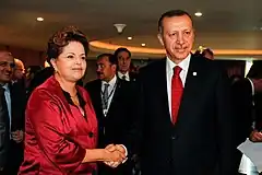 ブラジルのジルマ・ルセフ大統領と（2012年6月21日）