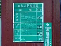 無料化直前の料金表