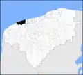 ユカタン州内のプログレソの位置の位置図