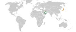 QatarとJapanの位置を示した地図