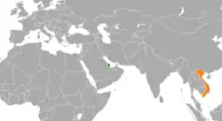 カタールとベトナムの位置を示した地図