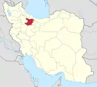 イランにおけるガズヴィーン(塗りつぶし部)。