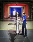 ラングレー研究センターでの風洞実験の様子